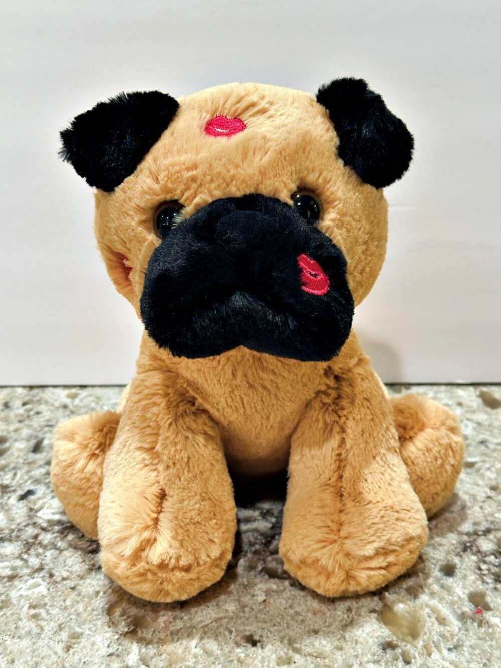 Aurora Pug Dog Plush Smooches Stuffed Animal Toy Valentines Day Kisses 8 Inch